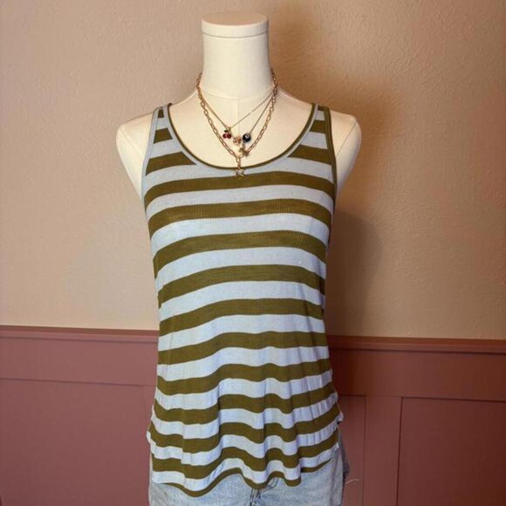 y2k skater striped tank volcom green blue mcbling mall goth scene tumblr myspace